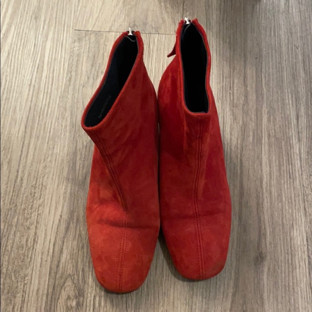 Topshop red suede ankle boots